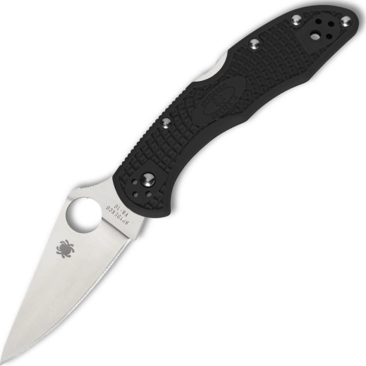 Spyderco Delica 4 – cuchillo de bolsillo EDC negro con vaciado plano, VG-10, mango FRN