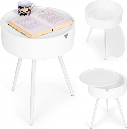 Mesita de noche redonda con tablero de plástico desmontable ModernHome