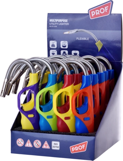 Encendedor de llama recargable de 25 cm con seguro para niños, surtido de colores