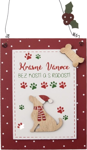 Cartel de madera «Felices Navidad» rojo 15 × 20 cm