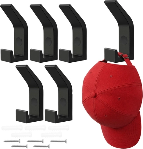 Perchero de pared Ruhhy negro mate estilo loft, triple - set de 5 uds