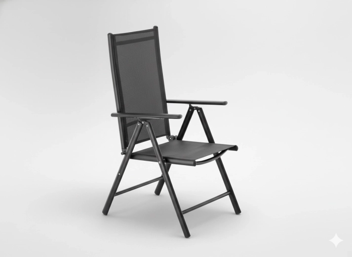 Silla de jardín plegable de aluminio, gris 66 × 56 × 107 cm