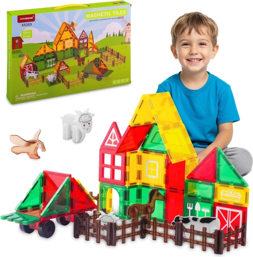Set de construcción magnético Ricokids granja con animales, 76 piezas