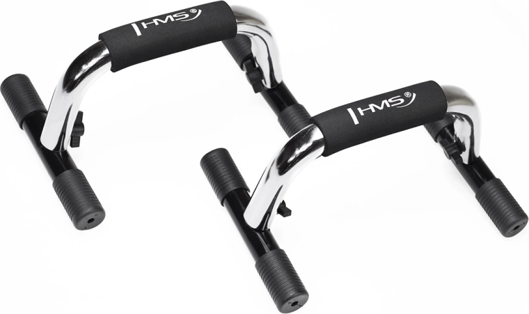 Soportes para flexiones HMS PU01: asas de entrenamiento cromadas con empuñaduras de espuma