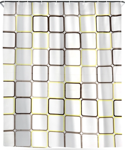 Cortina de ducha con ganchos, impermeable, cuadrados 180 × 180 cm