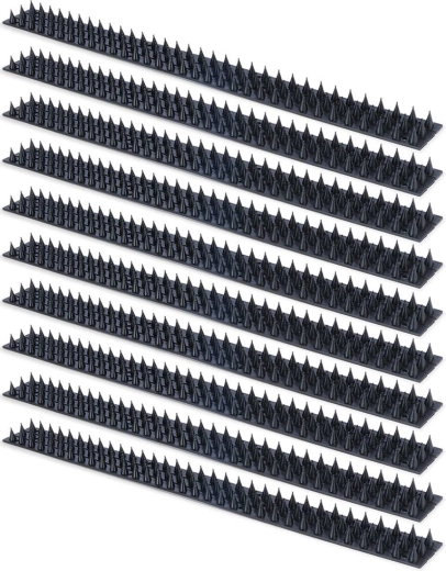 Púas de plástico antiaves, negras, 50 × 4,5 cm, 10 uds