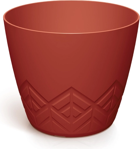 maceta de plástico ARECO 12 cm retro roja con patrón geométrico