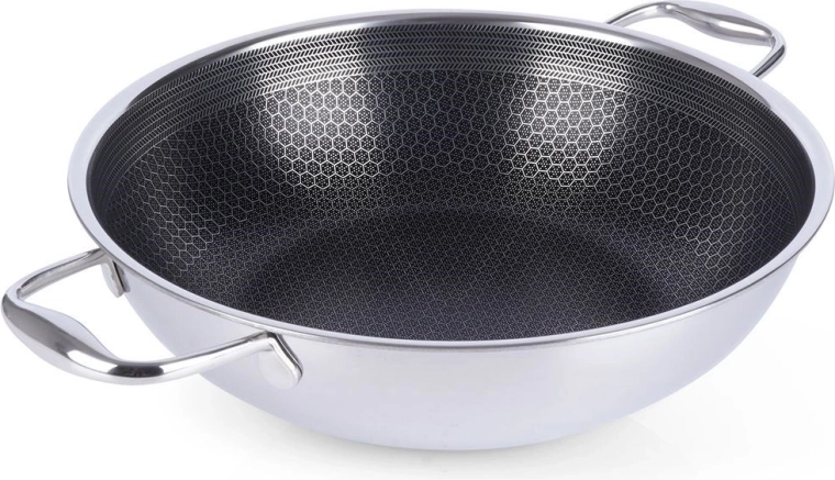 Wok de acero inoxidable antiadherente COOKCELL 28 cm