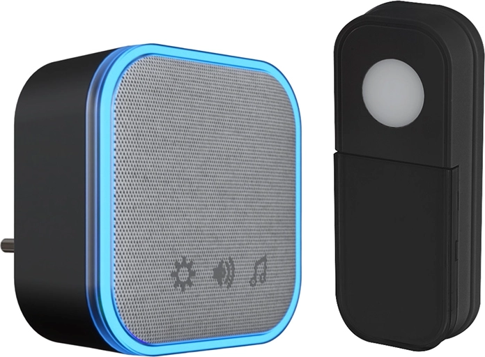 Timbre inalámbrico Solight para enchufe 180 m negro con learning code - 1 pieza