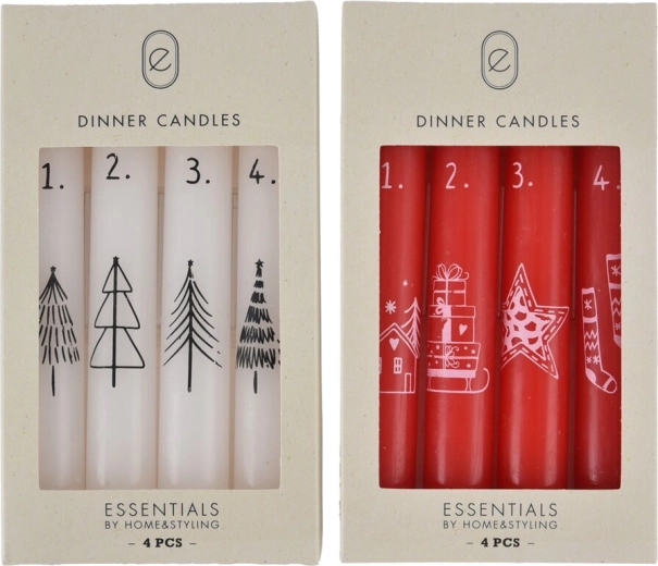 Set de velas decorativas navideñas con motivo 16 cm, 4 uds