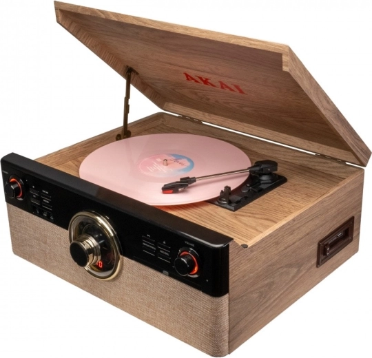 Tocadiscos AKAI con Bluetooth, reproductor de CD, casete y radio FM