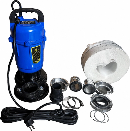 Bomba de aguas residuales para agua limpia y sucia 750 W con triturador y manguera