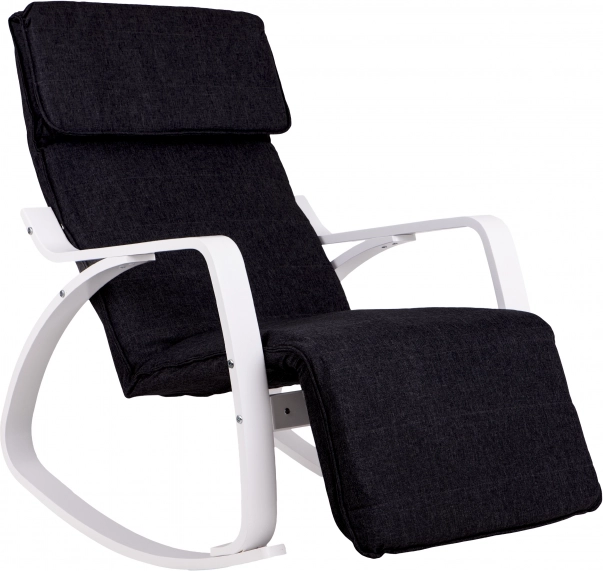 Sillón mecedora con reposapiés ajustable de ModernHome en blanco y negro