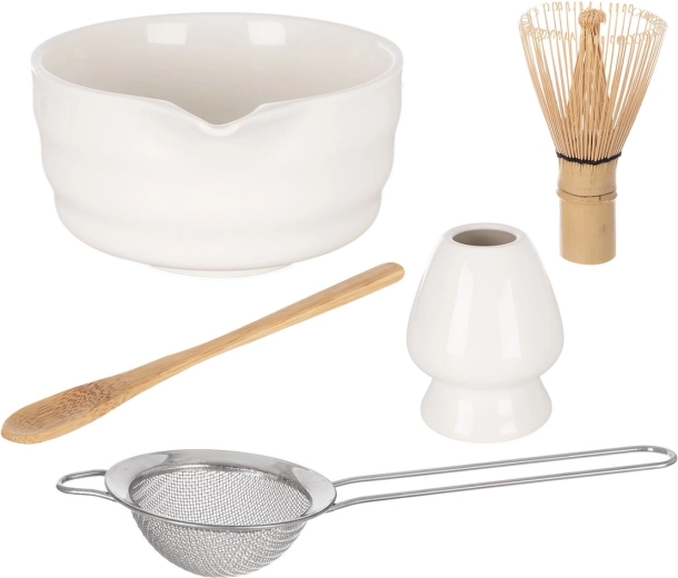 Set para preparar té matcha de porcelana y bambú