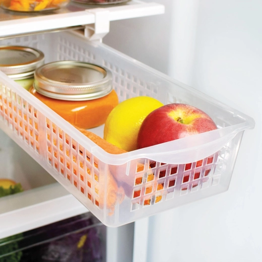 Organizador extraíble para frigorífico con fijación ajustable por resorte