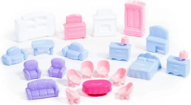 Muebles para muñecas – conjunto – Azul-rosa-violeta