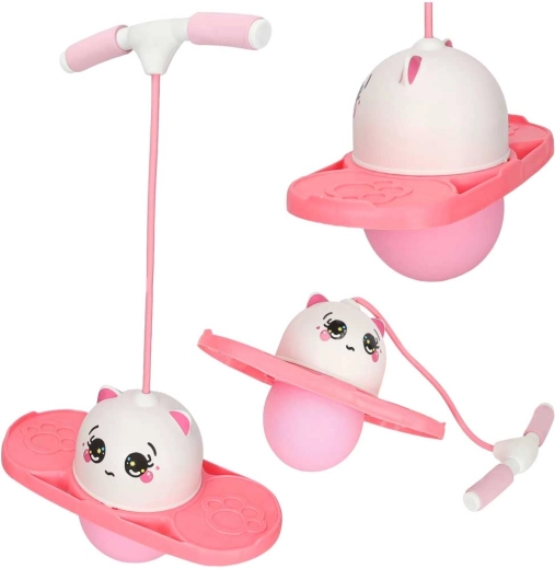 Jumper pogo saltarín infantil para equilibrio blanco‑rosa