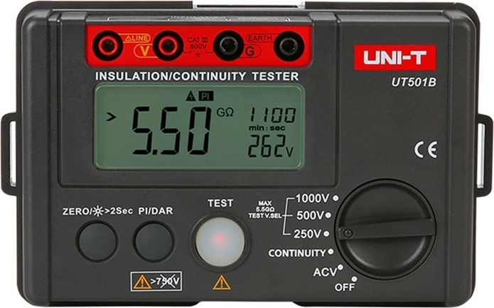 Medidor de resistencia de aislamiento Uni-T UT501B