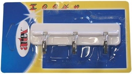 Gancho triple autoadhesivo 10,5 cm – plástico y cromo