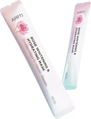 Mascarilla rosa calmante en sobre APPTI – polvo blanqueador e hidratante