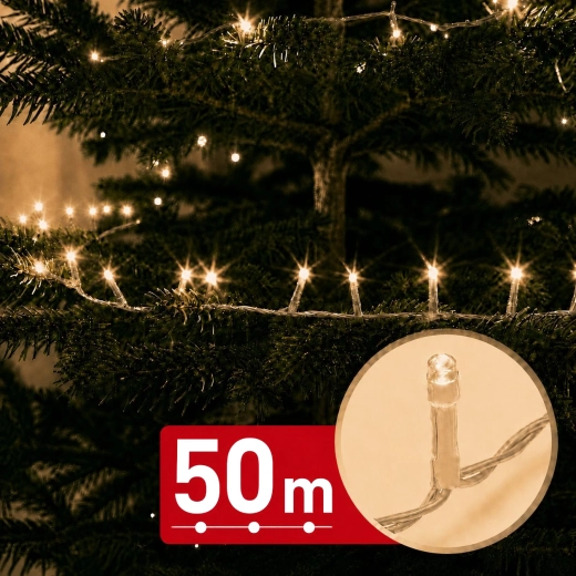 Cadena de luces LED de 50 m con 1000 LED en blanco cálido