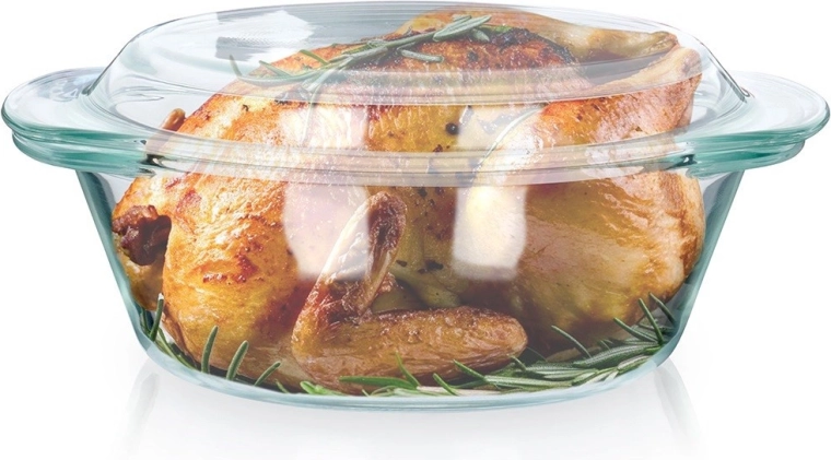 Bol de vidrio resistente al calor con tapa 1 l + 270 ml