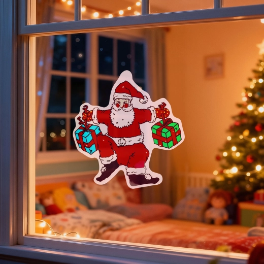 Decoración navideña para ventana de Papá Noel con ventosa 30 × 29 cm