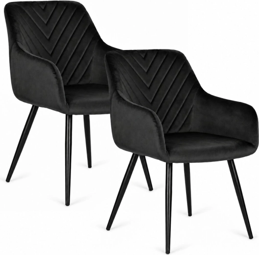 ModernHome conjunto de 2 sillas de comedor de terciopelo negro con reposabrazos