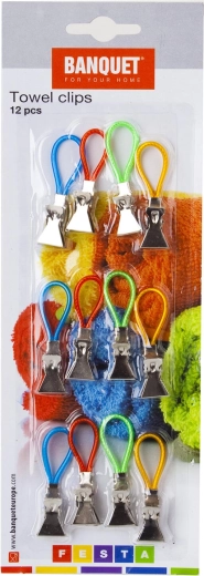 Presillas metálicas para paños y toallas ACCASA, mix de colores, set de 12 uds
