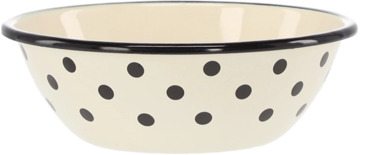 Cuenco esmaltado 0,6 l crema con lunares