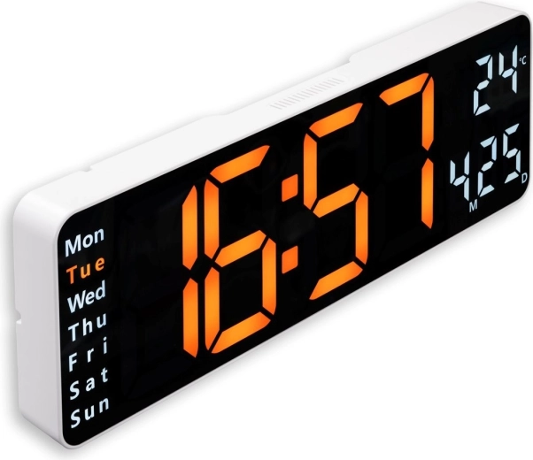 Pantalla LED grande: hora, día y temperatura