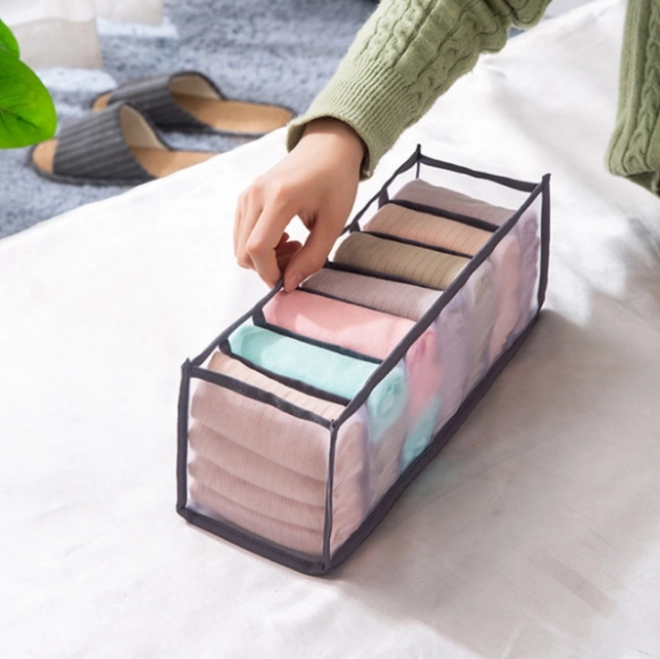 Organizador para armario con 7 compartimentos para ropa – gris