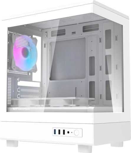 Caja de ordenador DarkFlash DB330M Mini Tower (blanca) con ventiladores ARGB