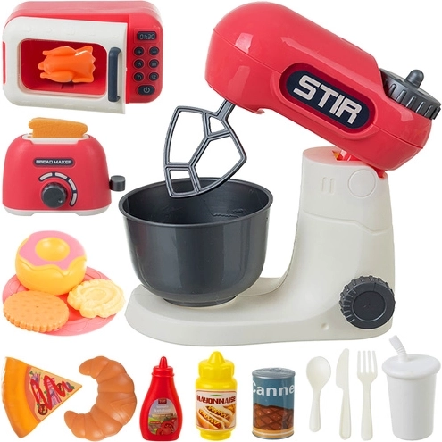 Juego de cocina infantil 26 piezas ISO Trade – batidora, tostadora y microondas con accesorios