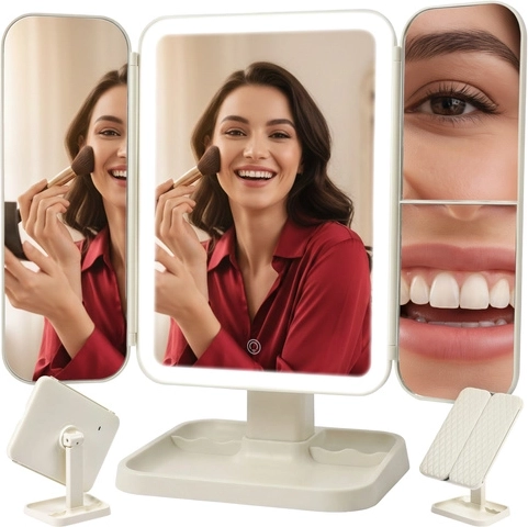 Espejo cosmético plegable con iluminación LED SOULIMA
