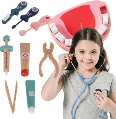 Parte de dentista con mandíbula y dientes extraíbles