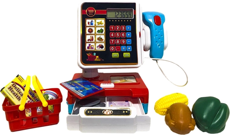 Caja registradora infantil con escáner y calculadora - 1 unidad