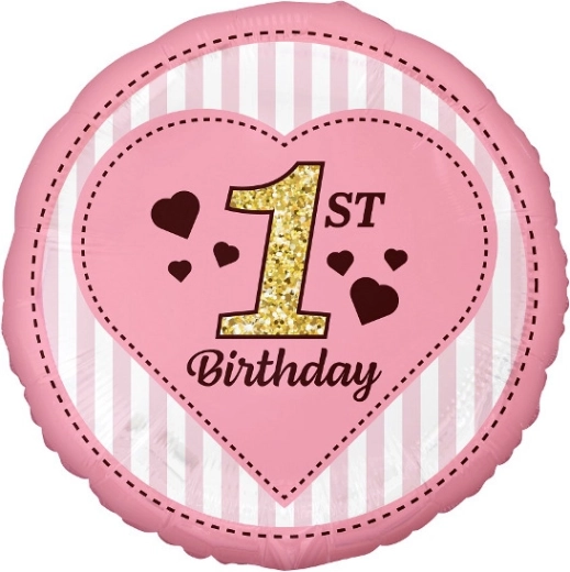 Globo de foil rosa 45 cm – 1st Birthday