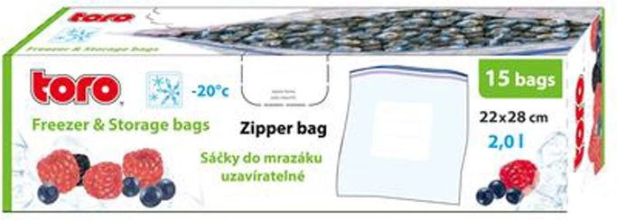 Bolsas zip para alimentos para congelación TORO 2 l, 15 uds