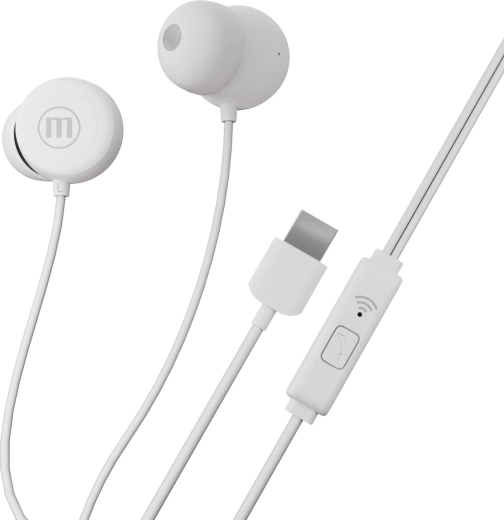 Auriculares de botón con cable Maxell INBAX con USB-C, blancos