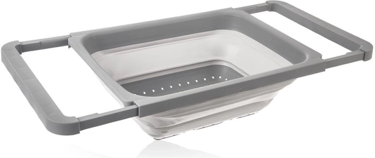 Escurridor plegable de silicona para colocar sobre el fregadero con asas extensibles 39 × 26,5 cm