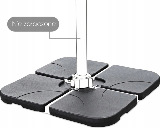 Base cuadrada negra para sombrilla de jardín, de 4 piezas, rellenable, hasta 80 kg