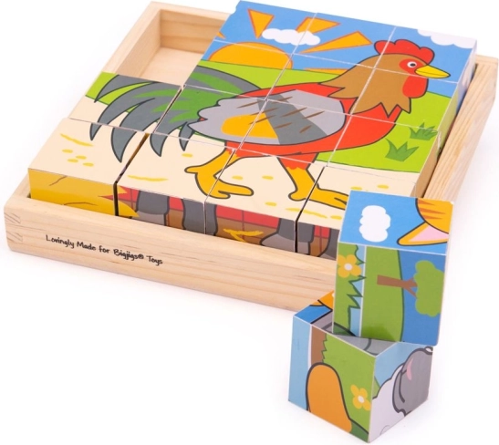 BIGJIGS TOYS cubos ilustrados granja