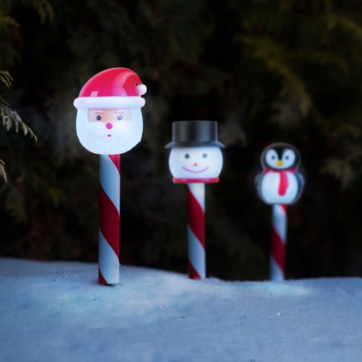 Lámpara LED solar navideña de Papá Noel, muñeco de nieve o pingüino - 1 unidad