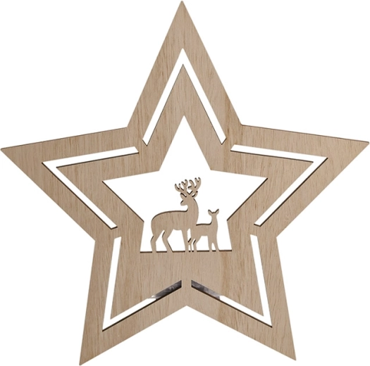Solight decoración navideña LED de pared, estrella de madera 30 cm
