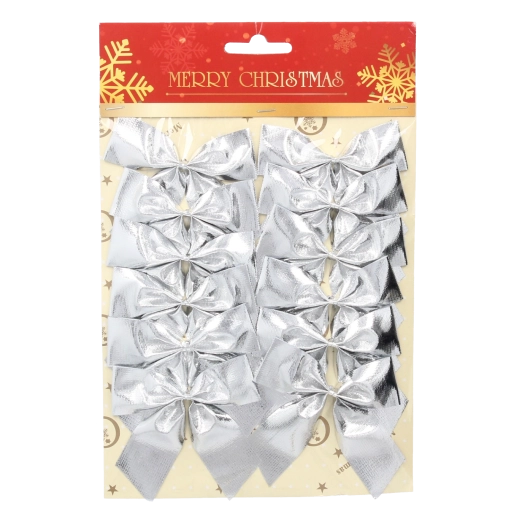 Set de lazos navideños plateados, rojos y dorados – 12 uds.