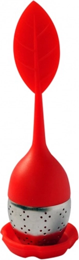 Infusor de té de acero inoxidable y silicona, rojo