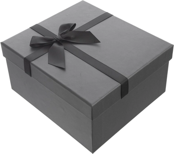 Caja de regalo de papel gris 21 × 18,5 × 10 cm