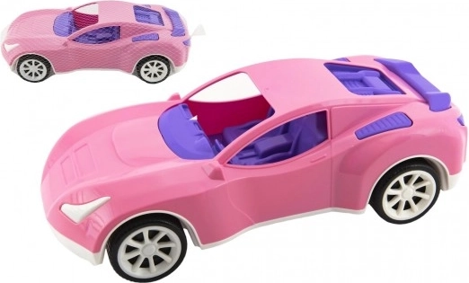Coche deportivo de plástico 38 cm en red – rosa