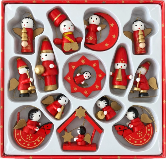 Adornos navideños de madera para colgar, 14 unidades - 1 unidad